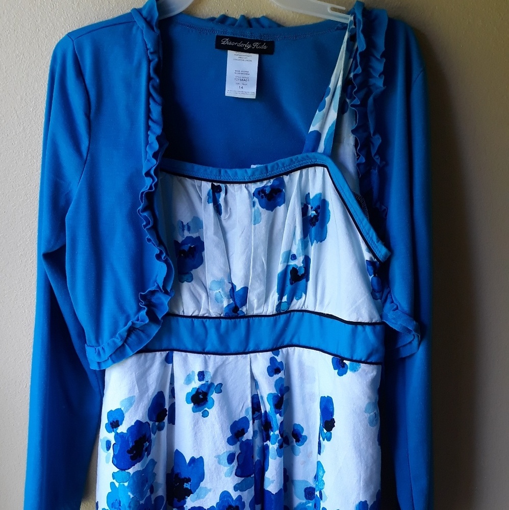 Girl blue two pieces set dress